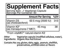 將圖片載入圖庫檢視器 Vegielight Vitamin D3+K2-7 (60 caps) 維機力維他命D3+K2-7 (60粒）
