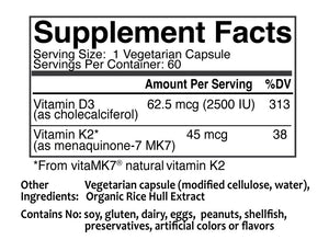 Vegielight Vitamin D3+K2-7 (60 caps) 維機力維他命D3+K2-7 (60粒）